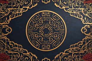 中式传统金色花纹装饰图案