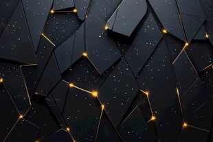 黑色碎裂发光几何图案背景
