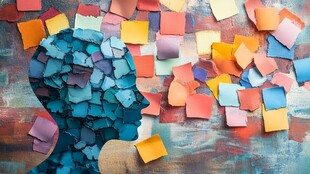 彩色碎片拼成的创意头像