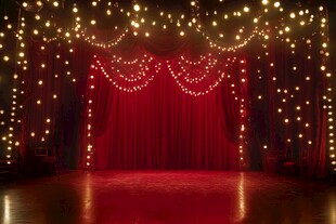 梦幻红幕舞台灯光场景