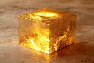 金色发光立方体摆件