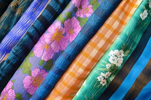 多彩花卉图案布料集锦