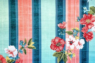 条纹背景上的花卉图案