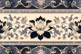 中式莲花卷草纹传统图案