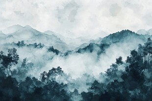 水墨山林间 云雾缭绕景