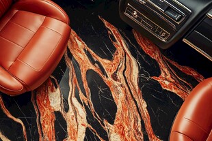 奢华车内的红黑大理石地板