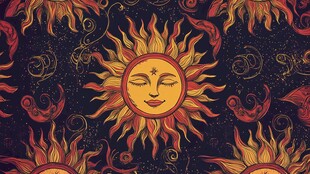 神秘太阳图腾无缝花纹图案