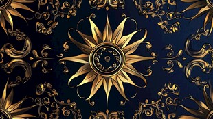 金色华丽太阳花纹饰图案