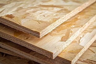 堆叠的定向刨花板板材