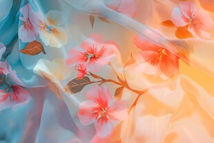 樱花印花柔纱 梦幻诗意风