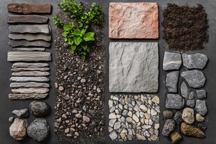 多样园林石材及绿植展示