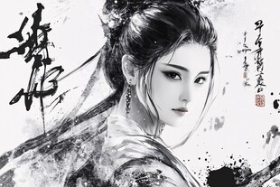 水墨古风侠女形象