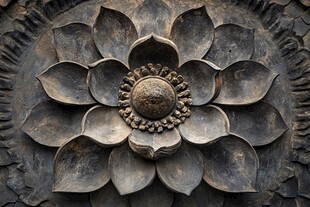 古雅金属莲花雕刻纹饰