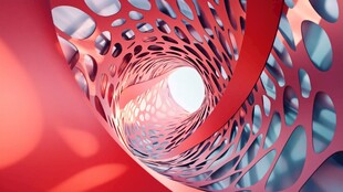 红色镂空螺旋艺术结构