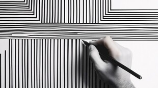 手绘制黑白线条艺术图案