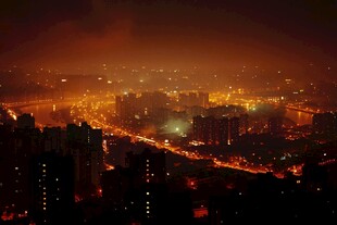 城市夜幕下的璀璨灯火