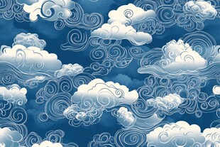 中式云纹图案 蓝色梦幻风