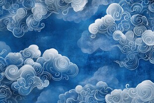 中式蓝底云纹背景图