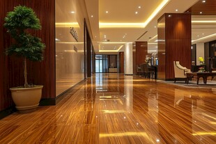 豪华酒店大堂的精致木地板