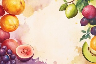 水彩绘多彩水果边框图