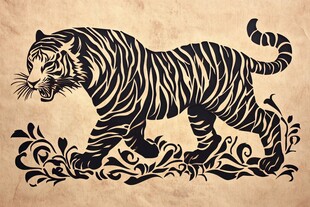 复古风格老虎花纹图案