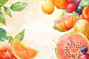 水彩绘缤纷水果装饰图