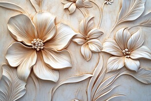 立体浮雕花卉墙面装饰艺术