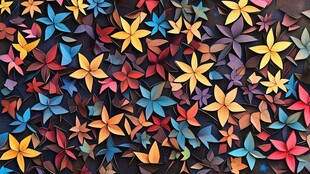 缤纷多彩的星形花朵图案