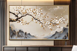 中式梅花山水装饰画