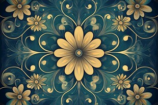 复古风金色花卉图案设计