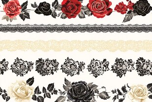 复古花卉蕾丝装饰图案