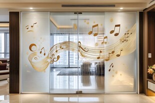 音乐主题艺术玻璃隔断门