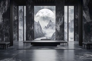 中式意境空间与月夜山景