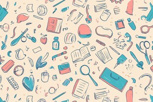医疗用品手绘无缝图案