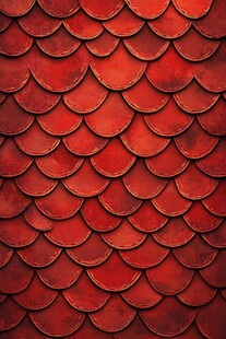 红色鱼鳞状瓦片纹理