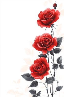 三朵红玫瑰插画