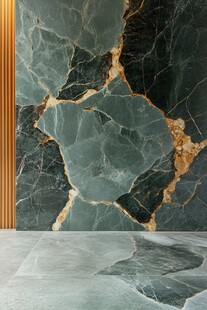 墨绿色大理石墙面地面设计