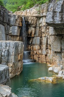 峡谷间的清幽瀑布美景