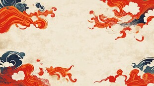 中式古风海浪云纹背景图