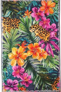 热带花卉豹纹印花图案