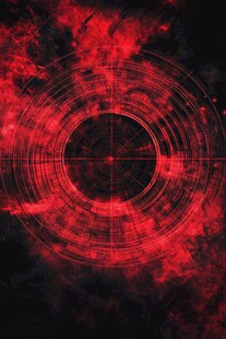 红色科技感雷达扫描背景图