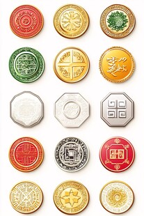 多彩精美传统风格纪念币