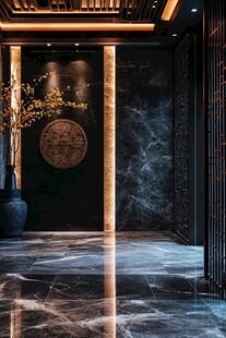 中式奢华大理石玄关设计