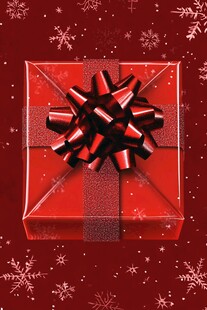 红色圣诞礼物盒与雪花