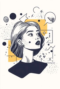 俏皮短发女孩插画形象