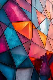 多彩几何拼接抽象玻璃图案