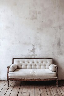 复古沙发靠墙于质朴空间