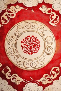 中式传统花纹红色背景图案