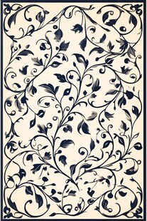 蓝白藤蔓花纹装饰图案