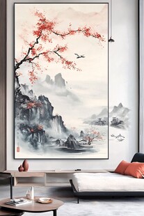 中式山水梅花装饰画意境美